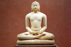Met Highlights 10-2 Jain Svetambara Tirthankara in Meditation Seated on a Throne Cushion - India 11C Close Up